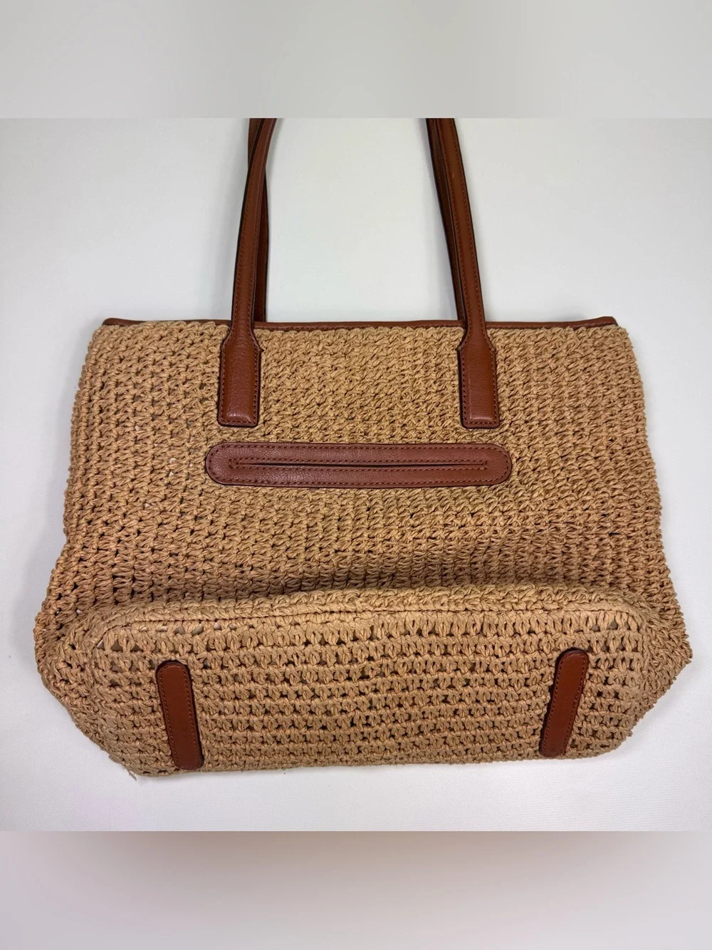 BRIGHTON POSIE RAFFIA CROSSBODY BUCKET BAG WHEAT-MULTI